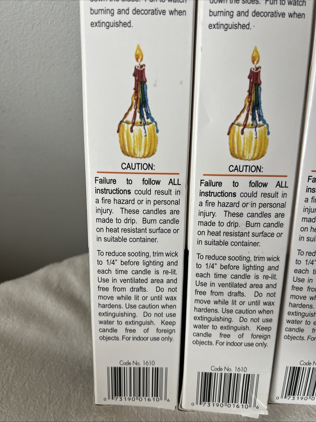 Vintage Color Drip Candles Multicolor 5 Boxes Made In USA 9 1/2″. 90s