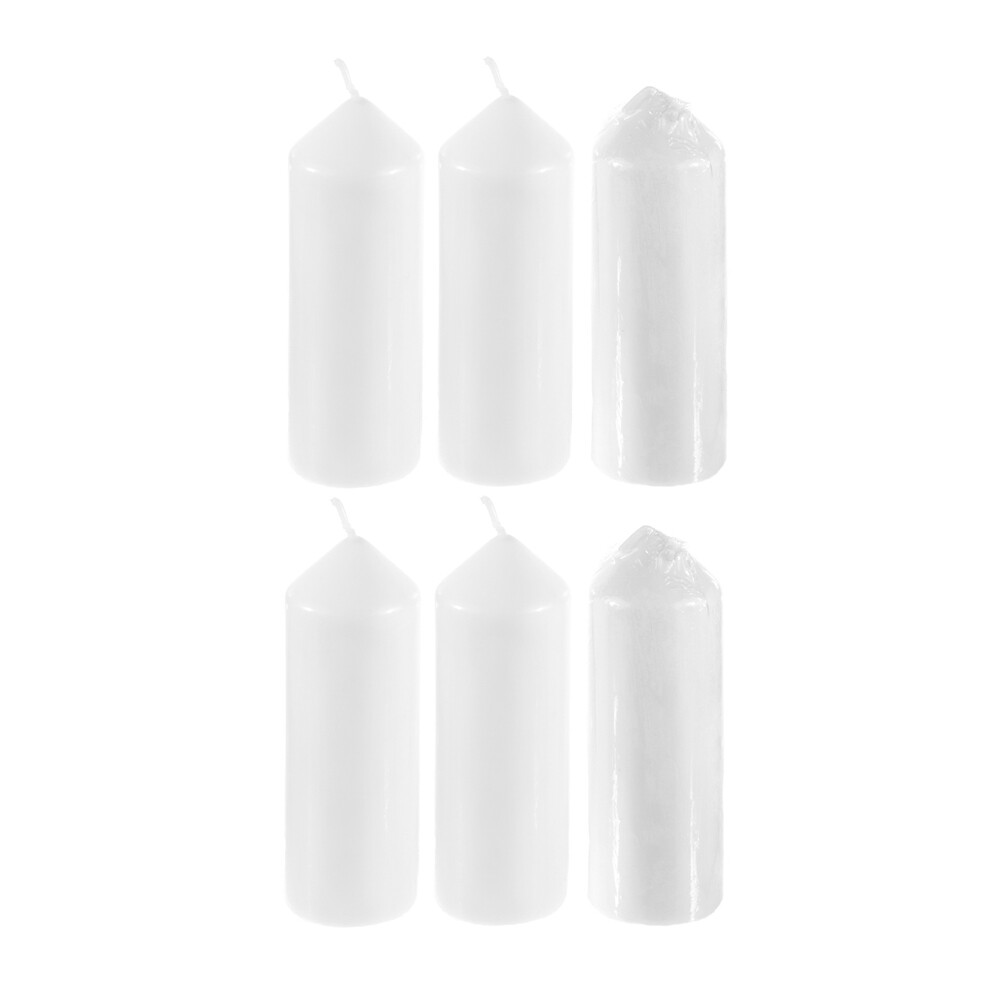 Mega Candles – Unscented 2″x 6″ Round Dome Top Pillar Candle, White 6PCS