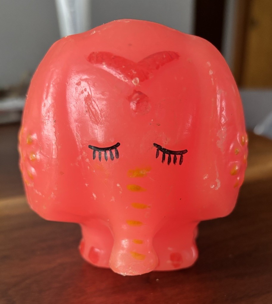 Vintage 1970s Pink Elephant Candle Groovy Hippie Bedroom Wax Used 3”x3”