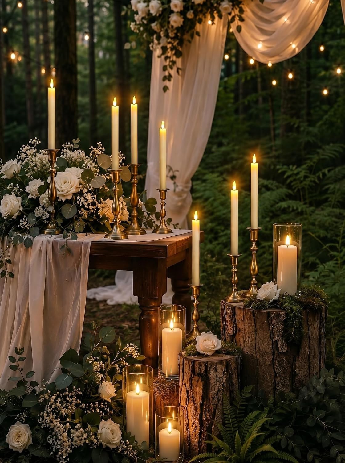 6 Ivory Flameless Candles with Dimmable Brightness & Timer – Safe Tabletop Decor