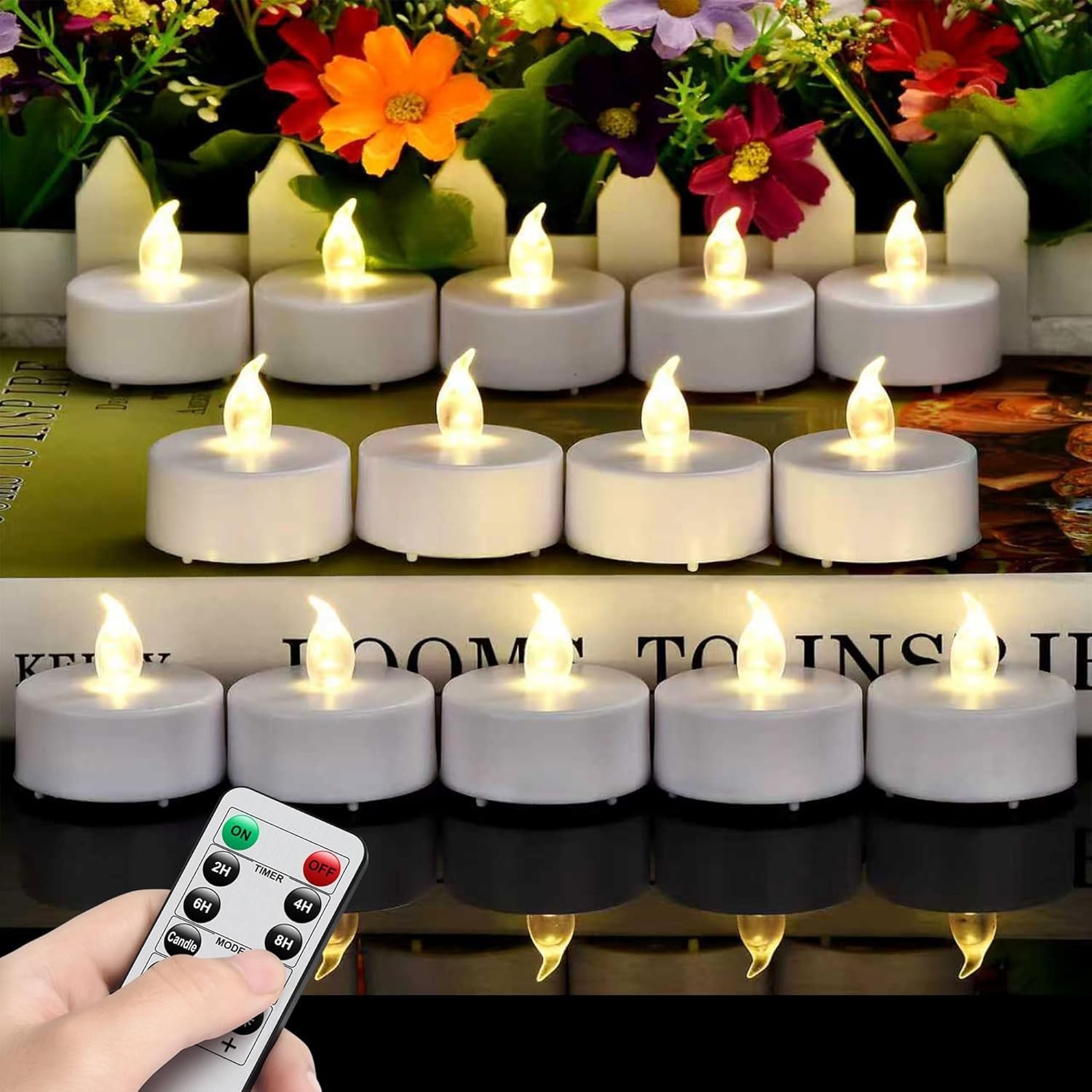 Tea Light Candles with Remote Control,Flickering Flameless LED Candle,Long La…