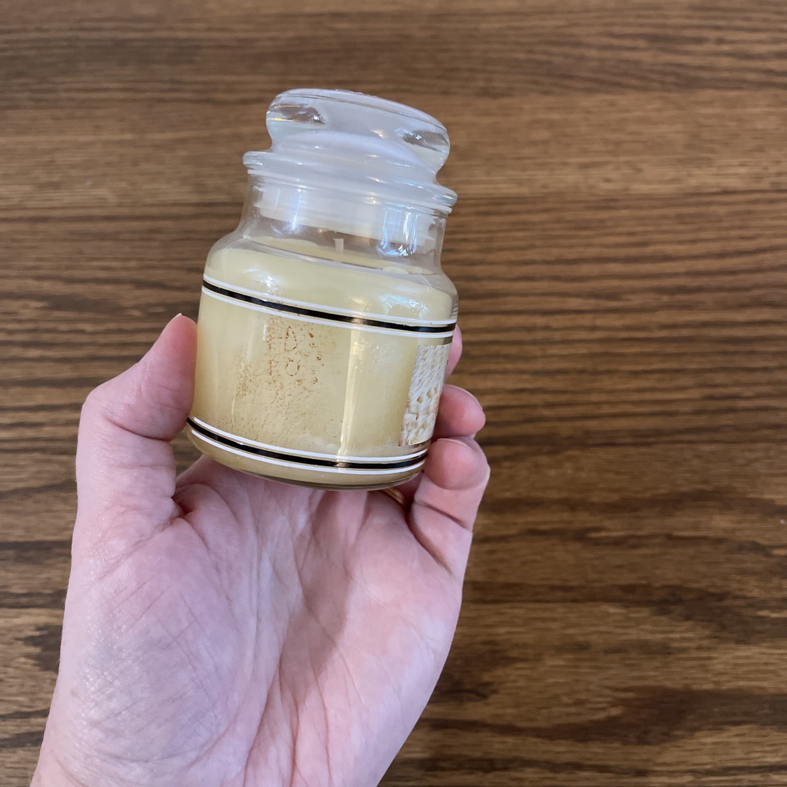 Vintage Yankee Candle BUTTERCREAM Black Band Small Jar Housewarmer, 3.7oz