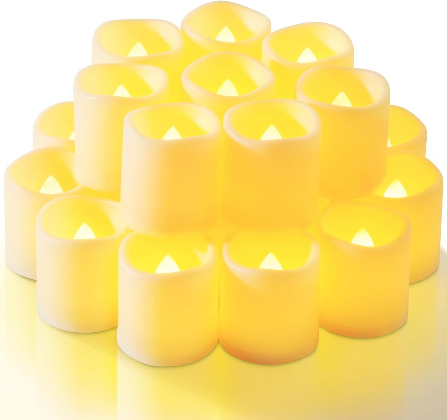 12-Pack Flameless Votive Candles – 200+ Hours of Warm White Illumination