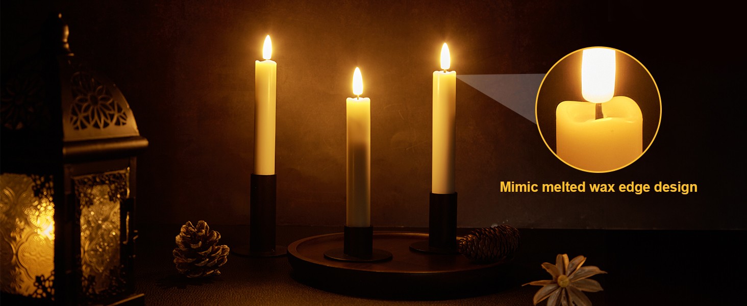 12 Pcs Flickering Flameless Taper Candles Battery Operated with Remote & Timer