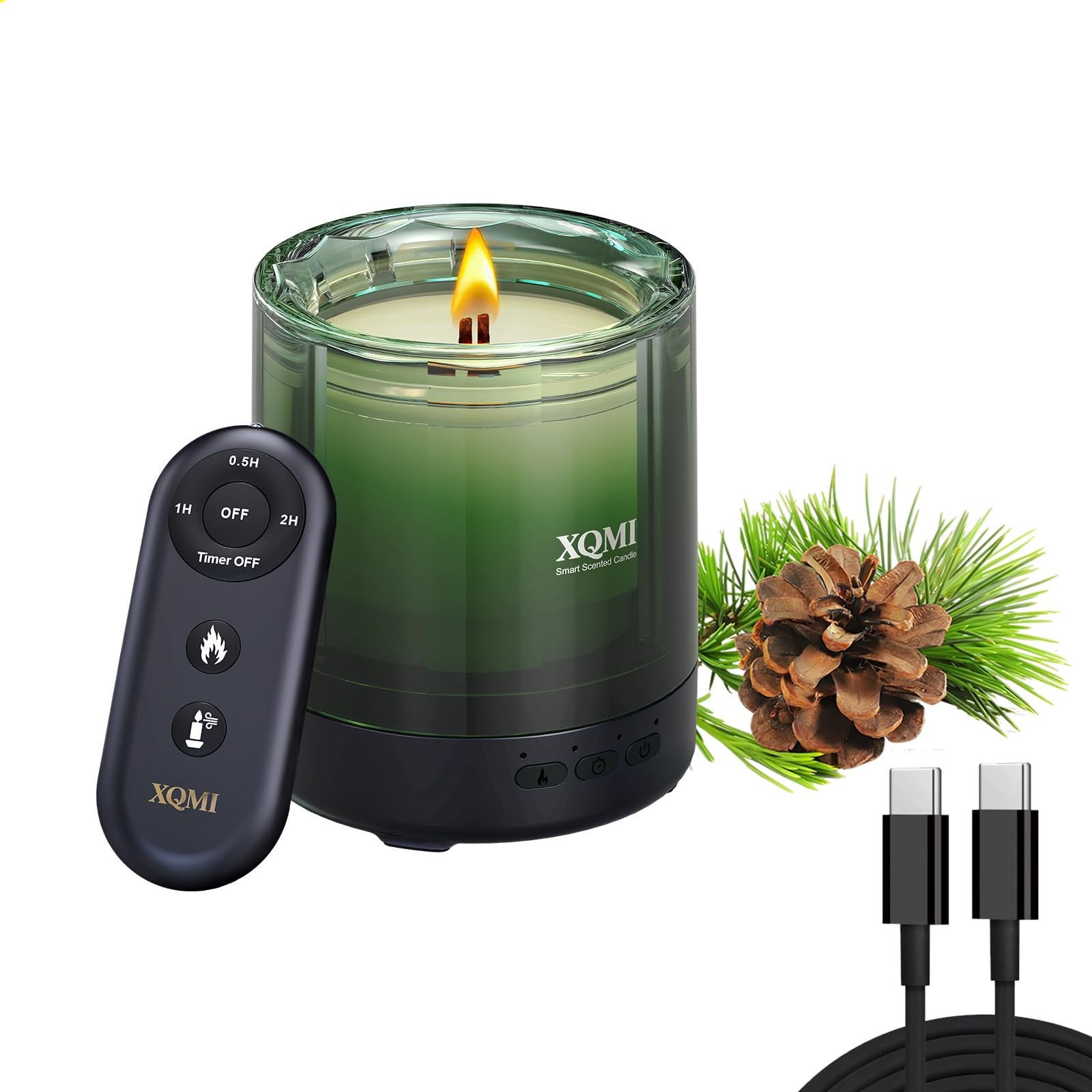 ** NEW Smart Scented Candle | Remote Ignition | Timer | Paraffin-Free | Pine