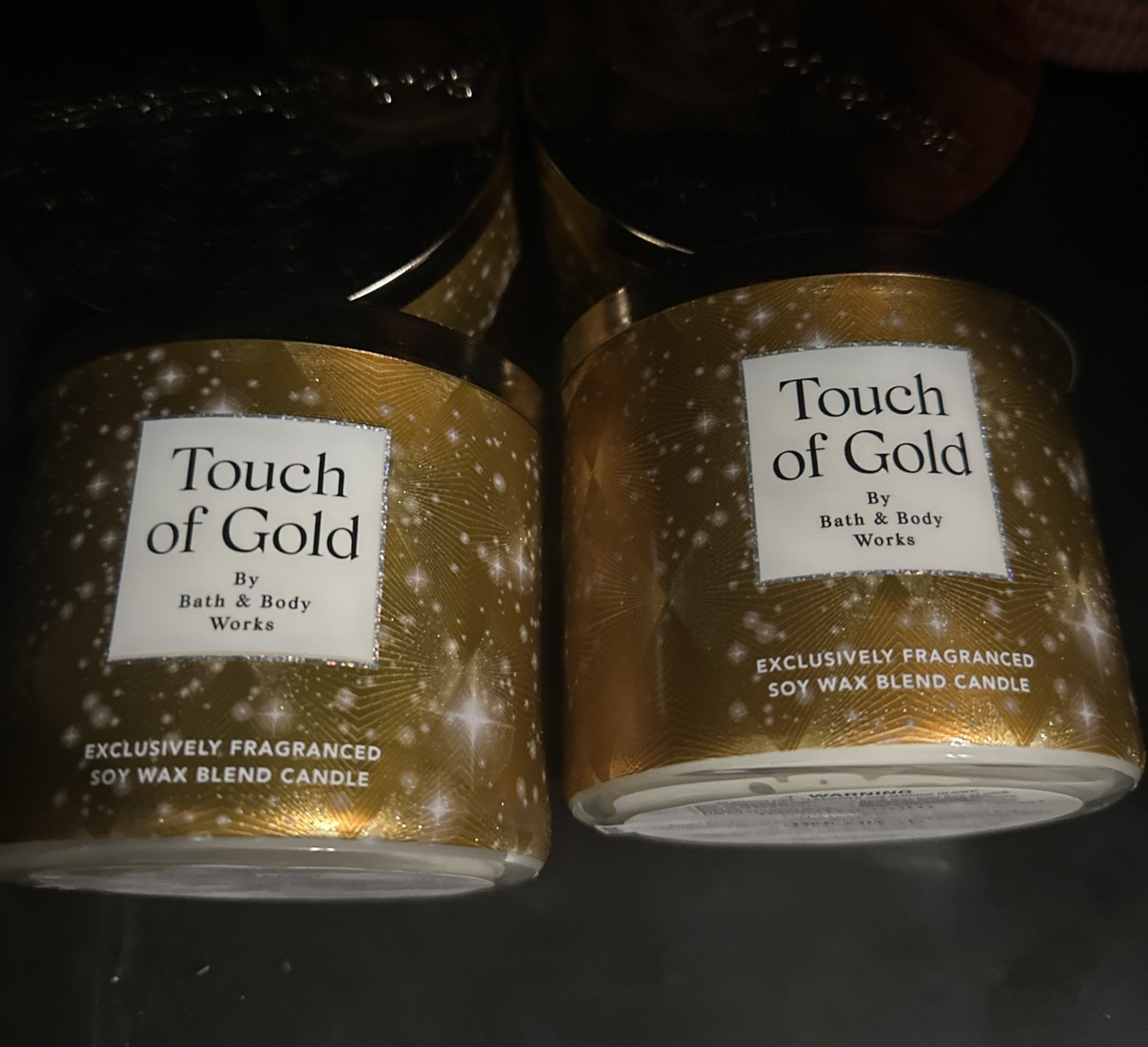 Lot of4 Bath & Body Works Touch Of Gold 3 Wicks Candle