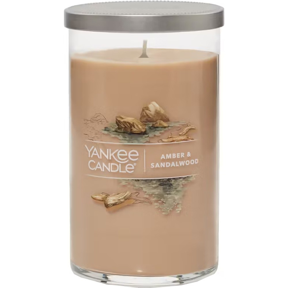 Yankee Candle Amber & Sandalwood Medium Pillar Candle 14.25oz 1632955 Soy Wax