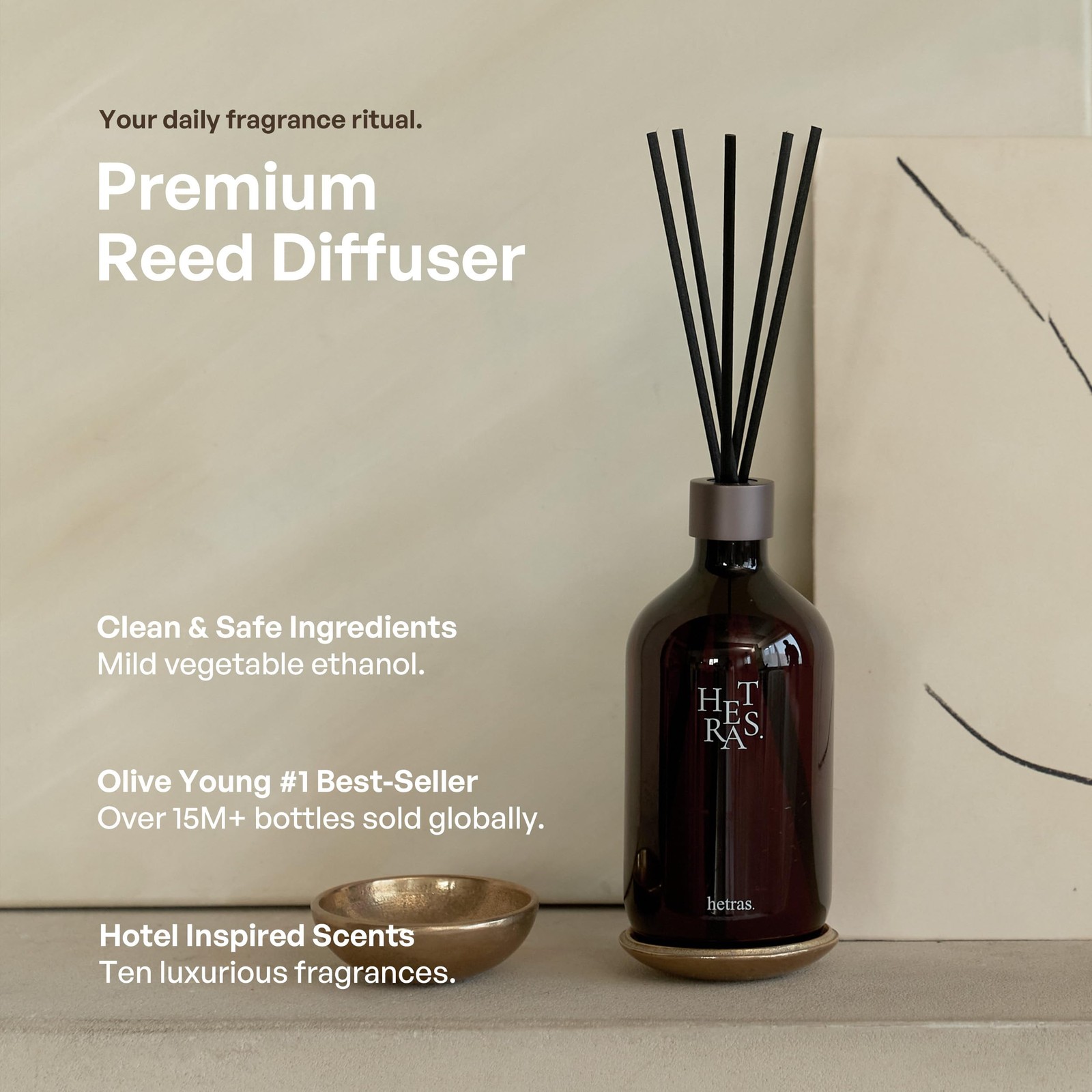 hetras Premium Reed Diffuser Set 16.9 fl.oz. 2 Pack | Oz/2 Pack, Brown