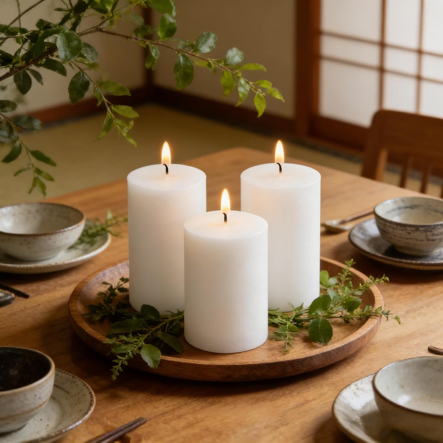 2 Pack 3X6 Inch White Unscented Pillar Candles – 70 Hour Long Burning Dripless