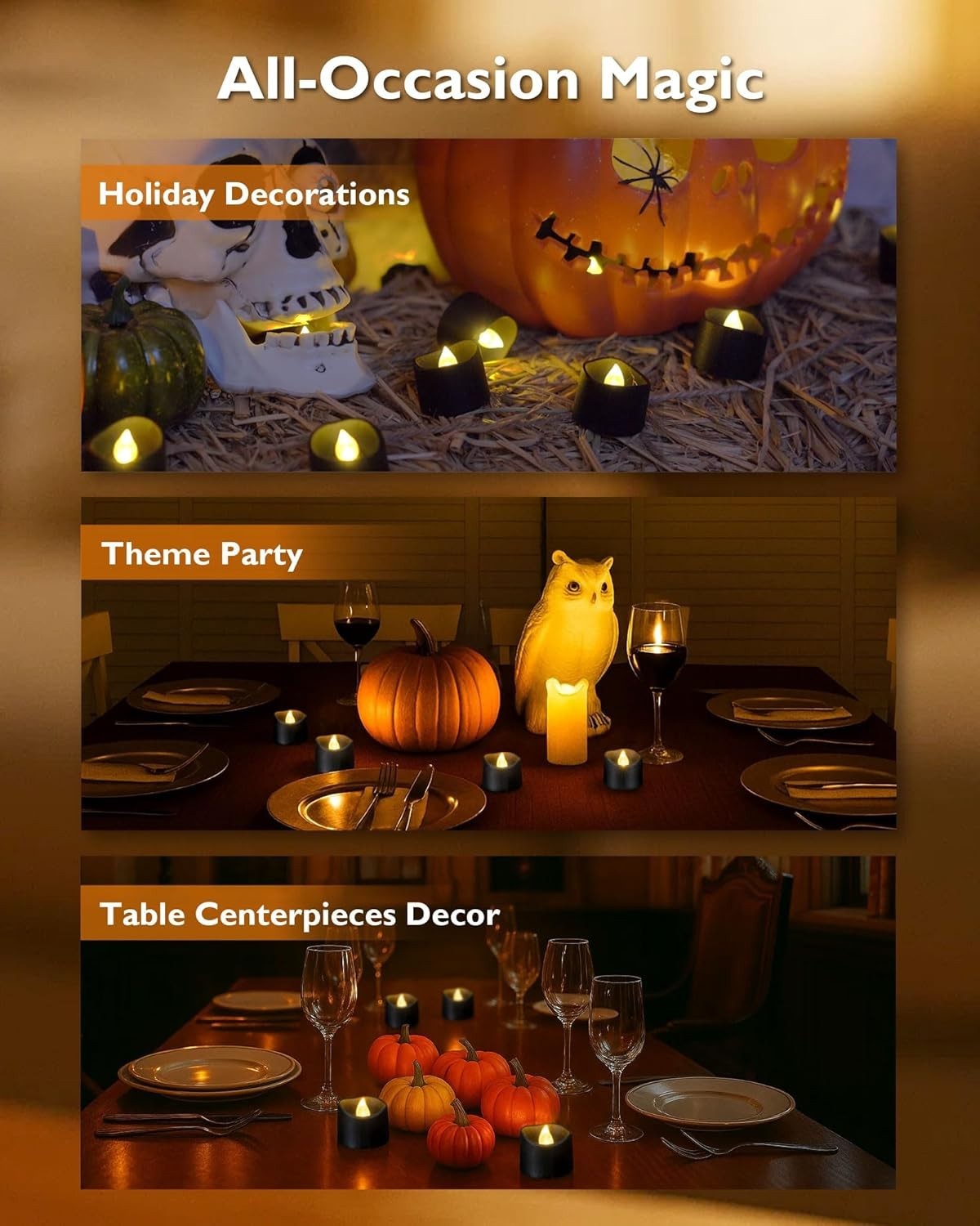 Flickering Black Flameless LED Tealights – 10-Key Remote & 400-Hour Battery Life