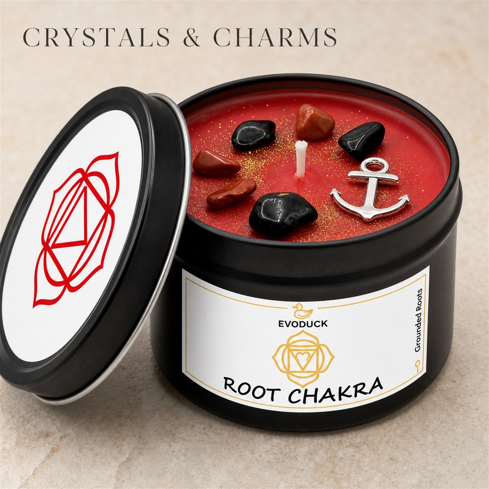 7-Piece EVODUCK Chakra Healing Candle Gift Set, Crystals, Balance Chakras