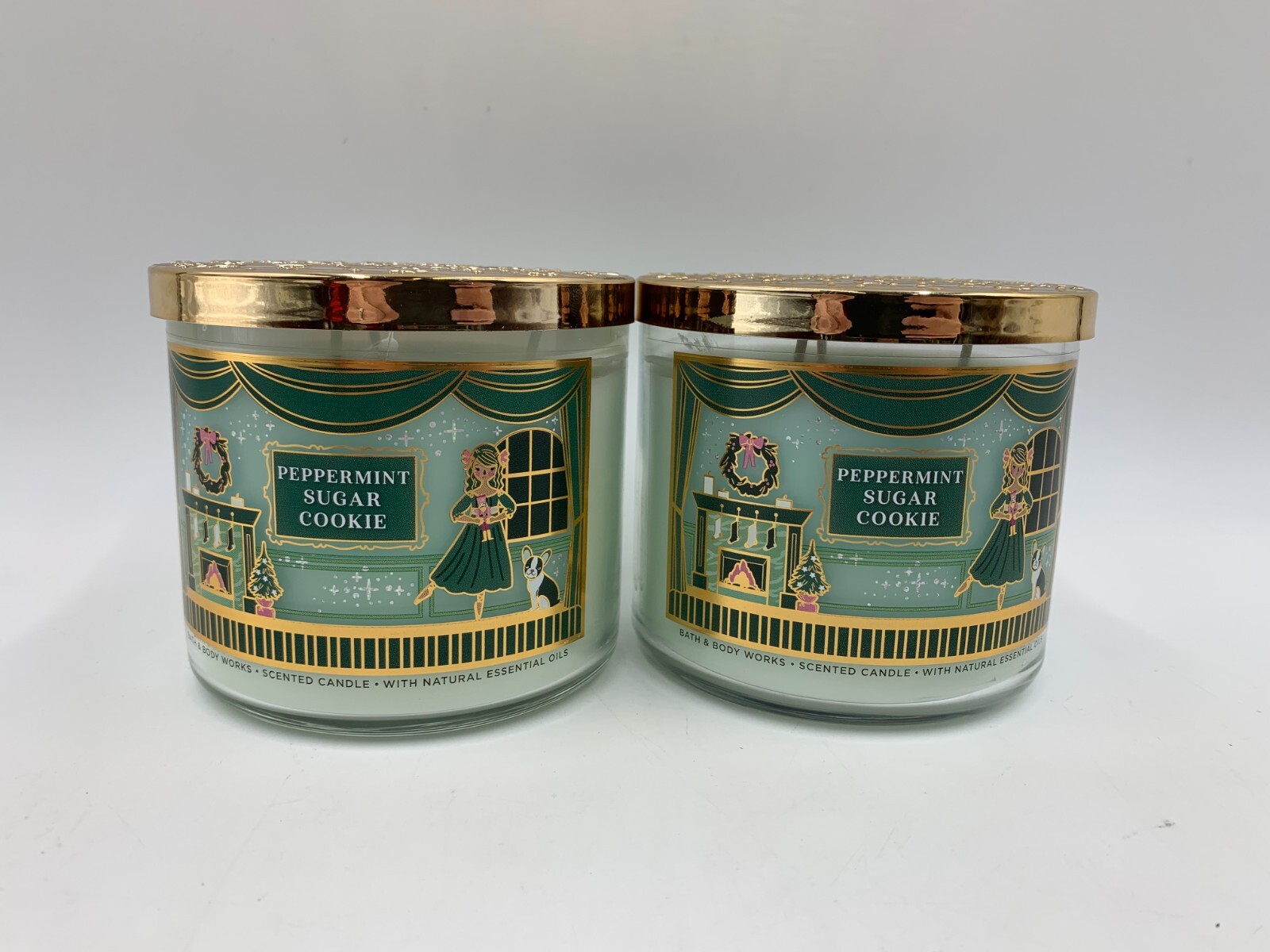 Bath & Body Works Peppermint Sugar Cookie 3 Wick Candle 14.5 oz S/2 #A201
