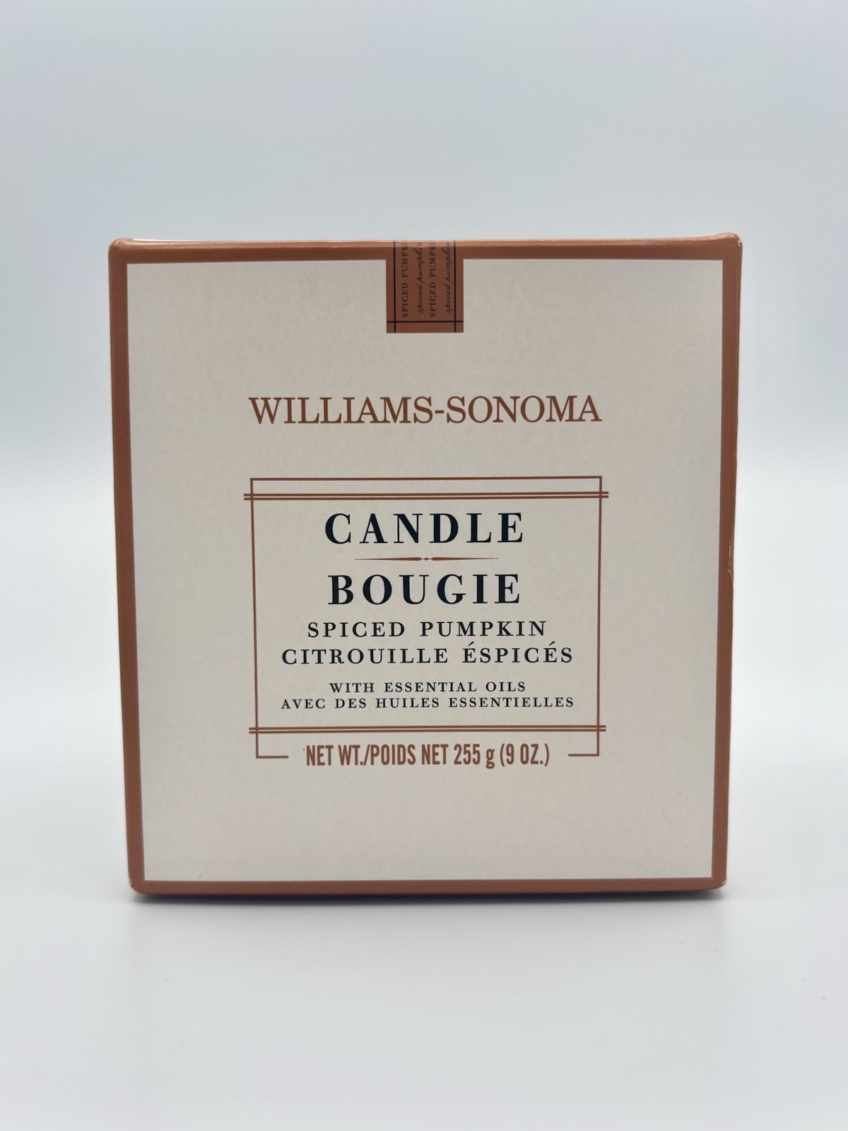 WILLIAMS SONOMA Bougie PUMPKIN SPICE Candle 9 oz BEESWax Blend OPEN BOX