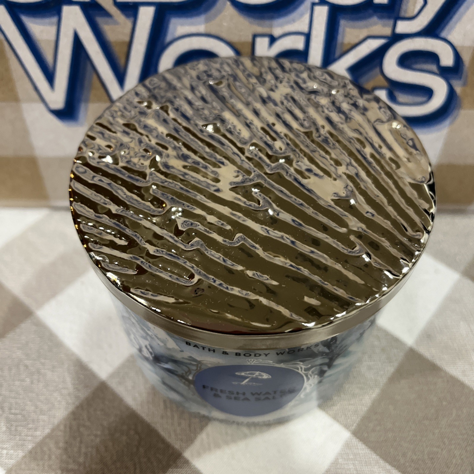 Bath & Body Works FRESH WATER & SEA SALT 🏖️🐚 3 Wick SCENTED Candle 25-45 Hrs