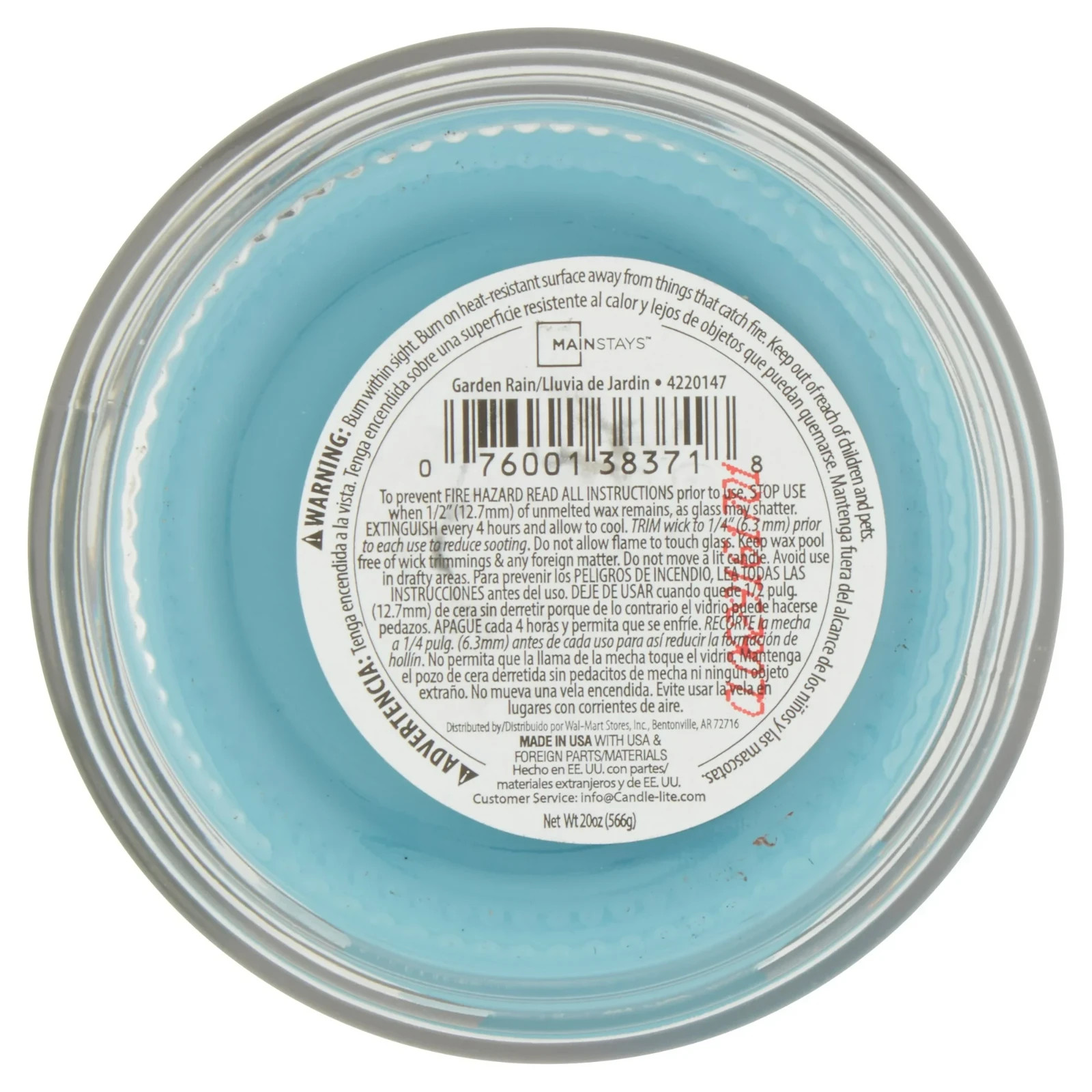 Mainstays Single-Wick Scented Glass Jar Candle, Garden Rain, 20oz.
