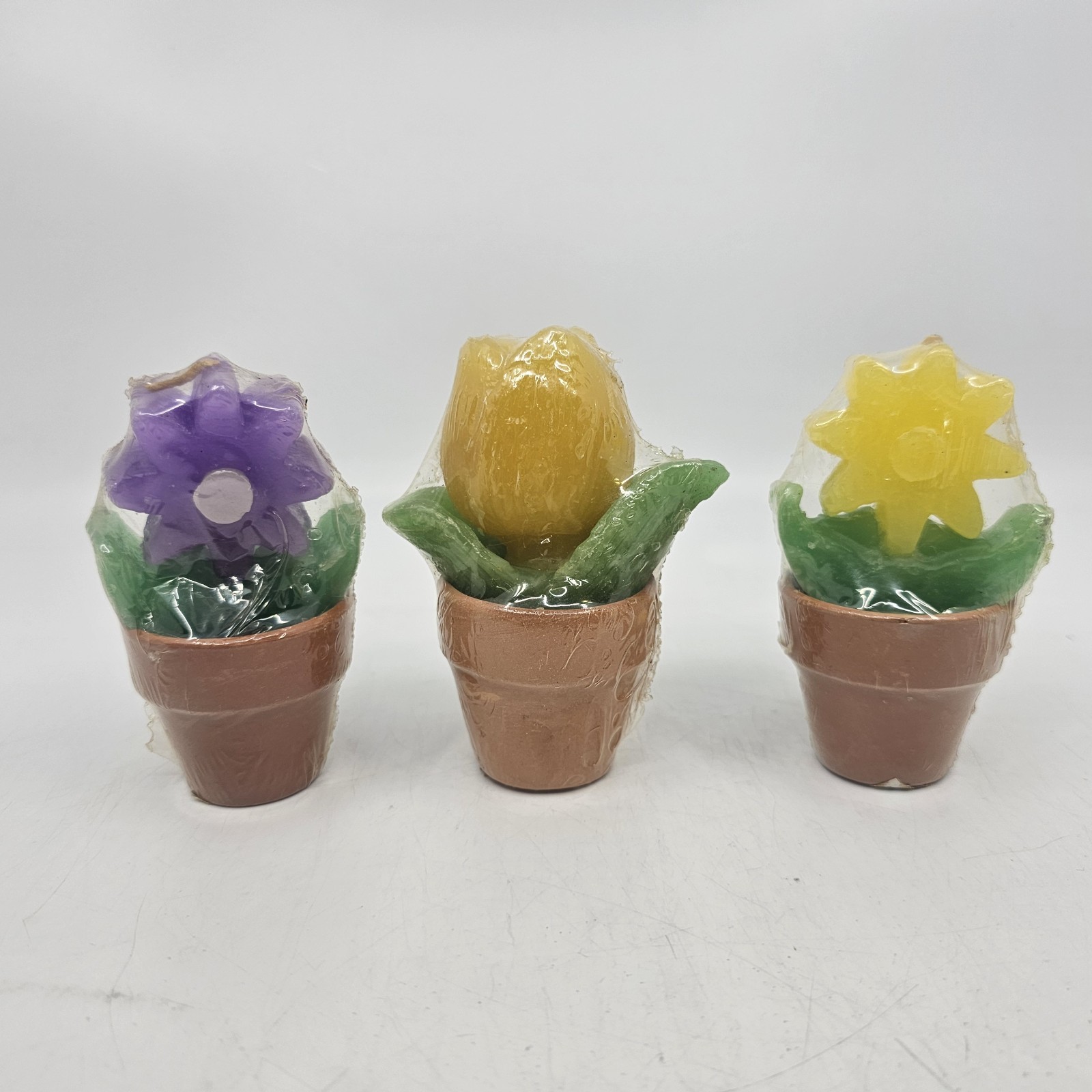 Spring Mini Flower Candles in Terracotta Pot Decor Rose Daisy Purple Yellow 3.75