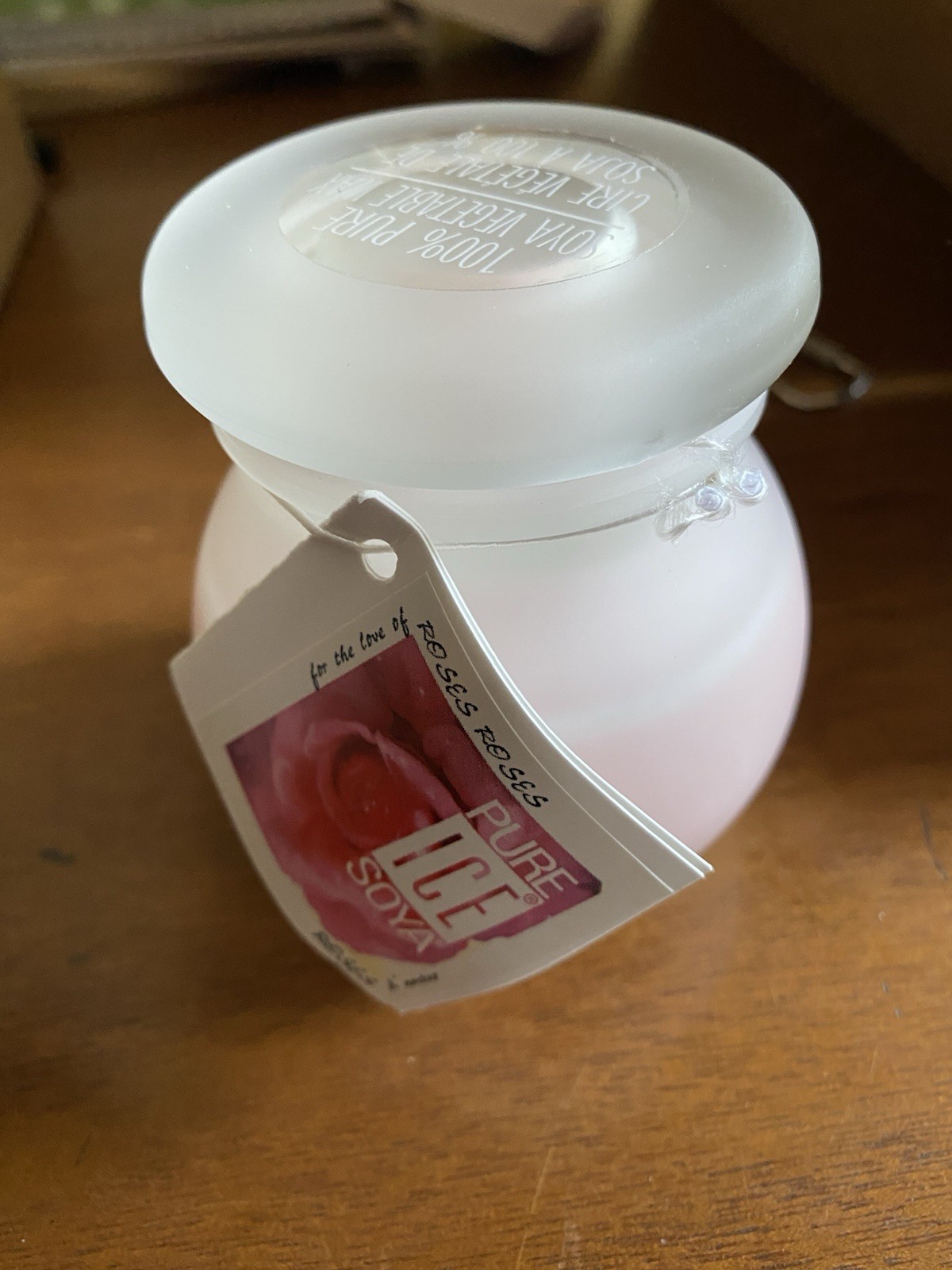6 Pack Of 3 1/2” Glass Pure Ice Soya Candles In Roses Scent