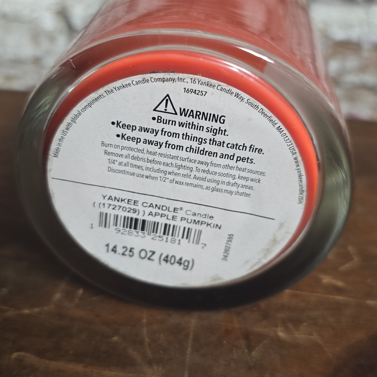 NEW Yankee Candle Apple Pumpkin 14.25 oz. Medium Jar Pillar Candle Single Wick