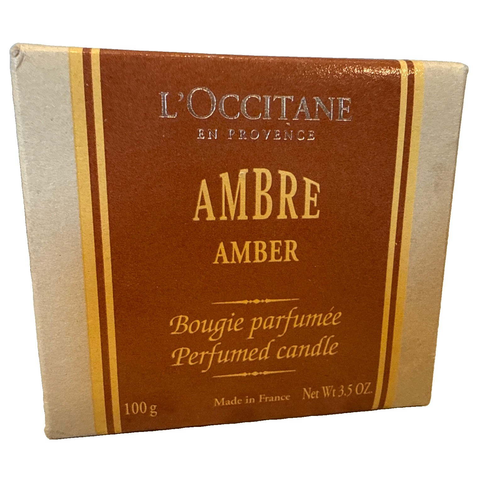 L’Occitane AMBRE Amber Bougie Parfumee Candle 3.5 Oz Rare Retired Terra-Cotta