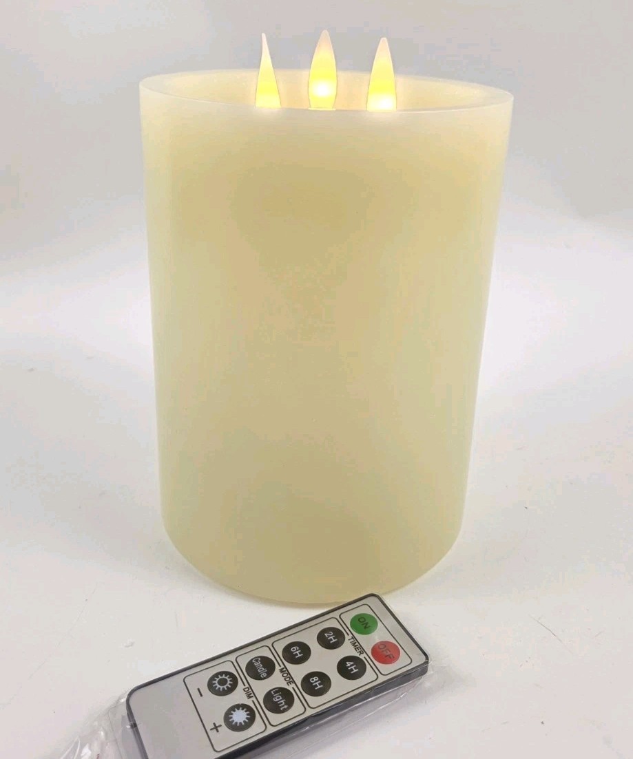 3-Wick 5″ X 6.5″ Candlelight Wax Candle Ivory by Valerie