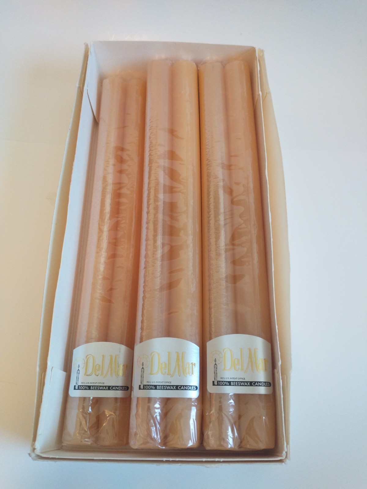 Vintage Del Mar Lot Of 10 100% Beeswax Candles Sealed 12″