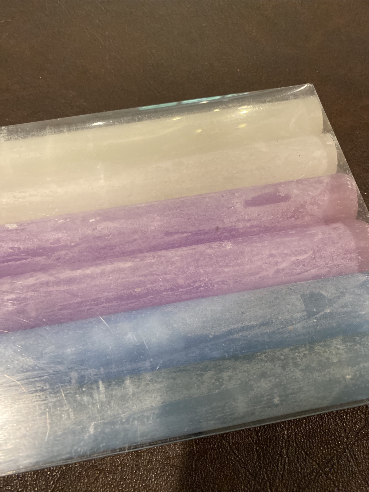 Set Of 6 cylinder taper candles Made thailand fine art studio Blue Purple White