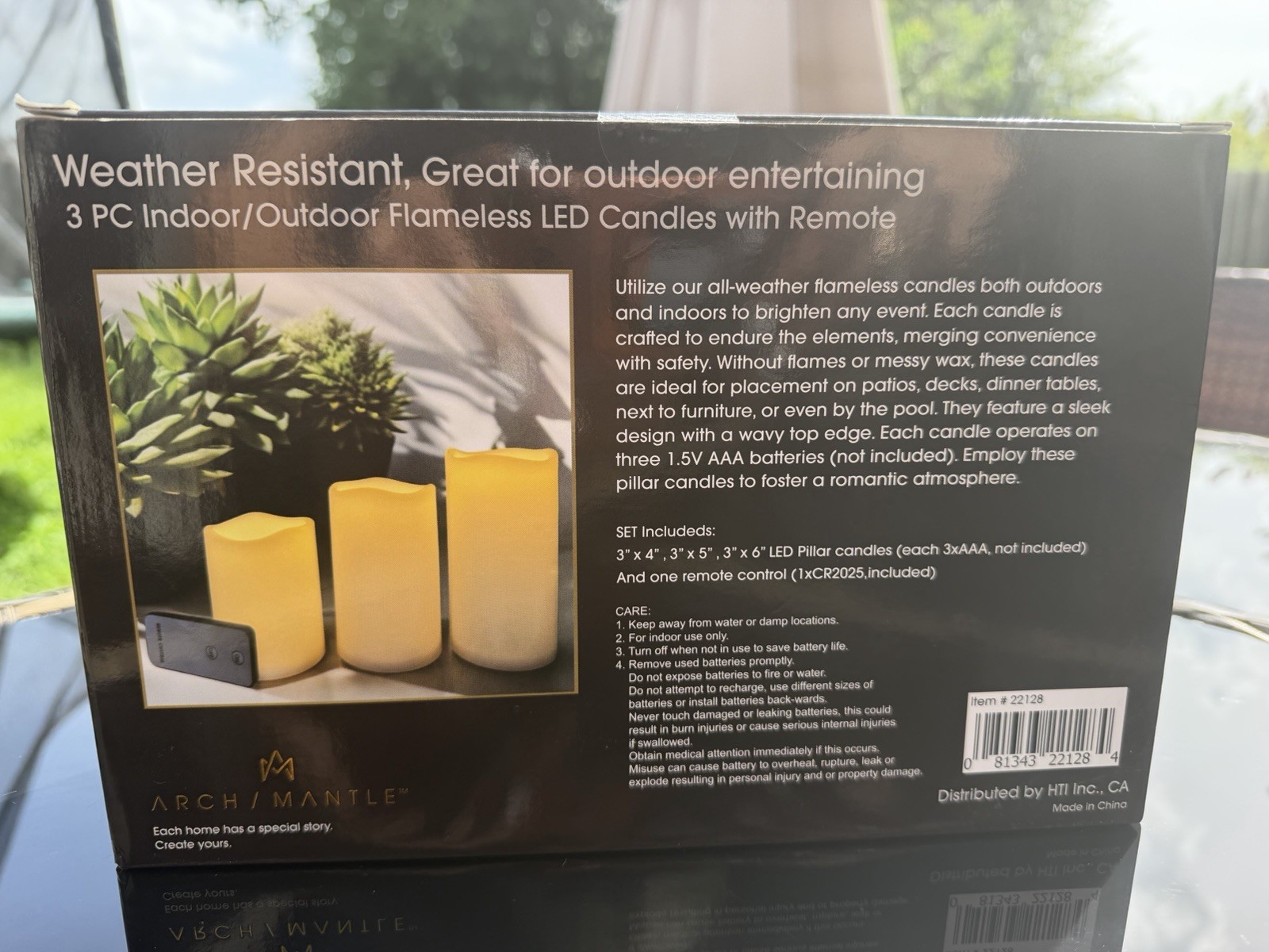 Arch/Mantle 3PC Flameless LED Pillar Candle Set w/ Remote Indoor Outdoor New