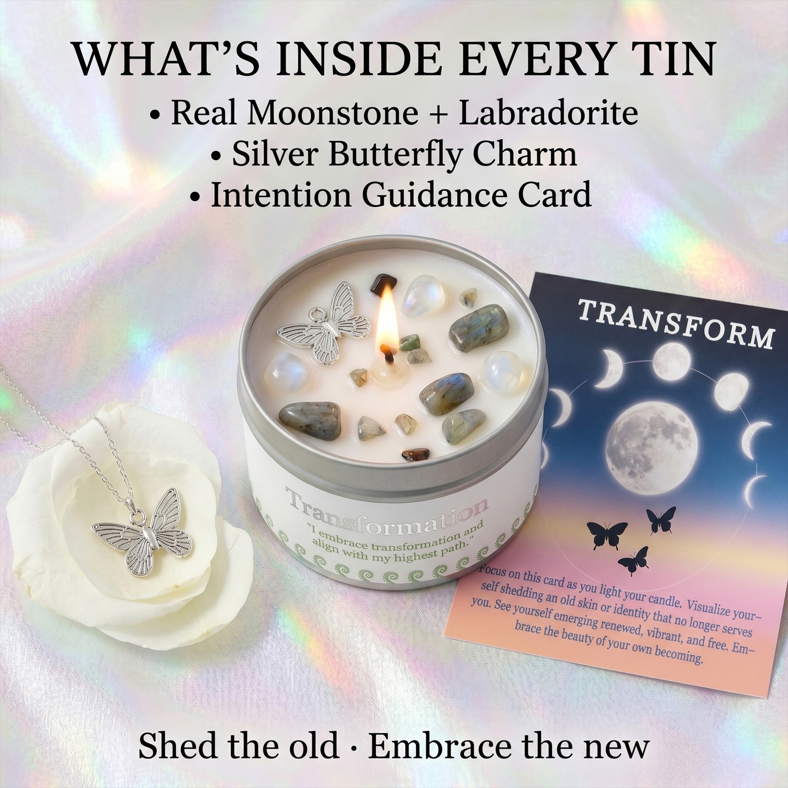 1 Pack EVODUCK New Beginnings Crystal Candle Moonstone Transformation 3 oz