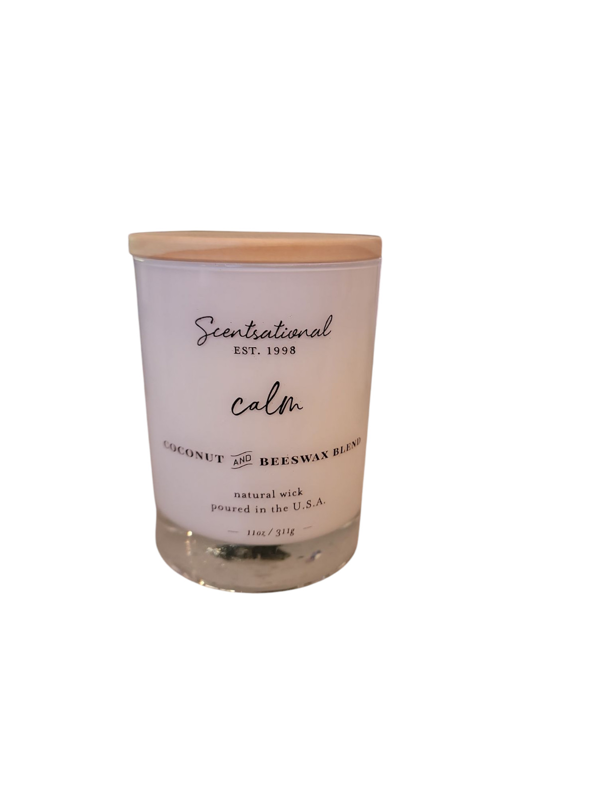 SCENTSATIONAL SCENTED CALM CANDLE, SINGLE WICK, WOODEN LID, 11OZ