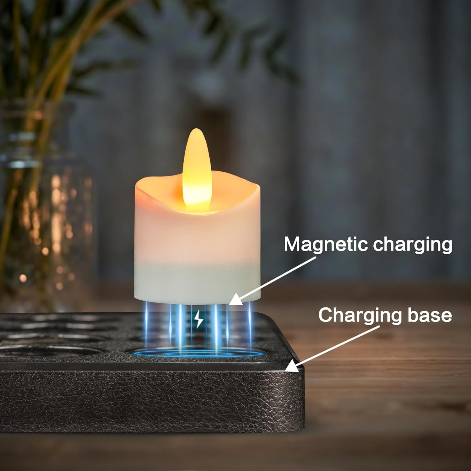 Flameless Candles with Remote Timer, 100+Hours Rechargeable Waterproof Battery O