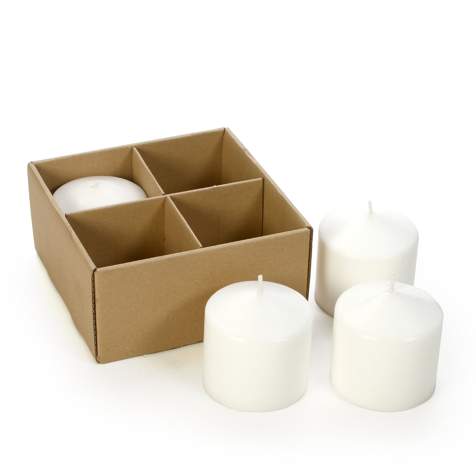 ‘s Set of 4, 3 Inches High, White Unscented Pillar Candles