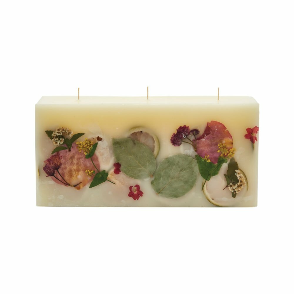 ROSY RINGS, LEMON BLOSSOM & LYCHEE LUXURY BOTANICAL CANDLE, 5.5″ TALL, 120 HRS