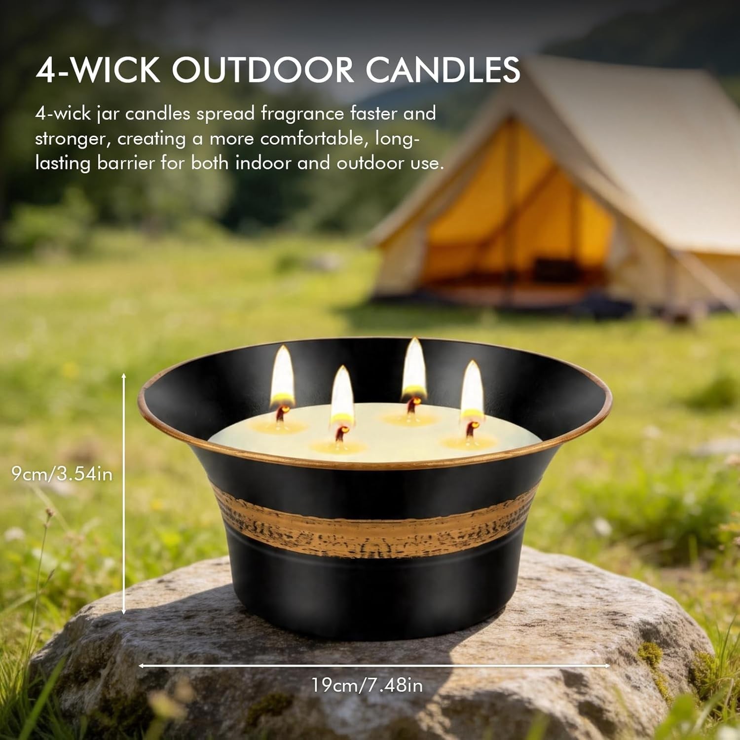 Citronella Candles Outdoor, 4 Wick Large Citronella Candle, 90 Hours Long Las…