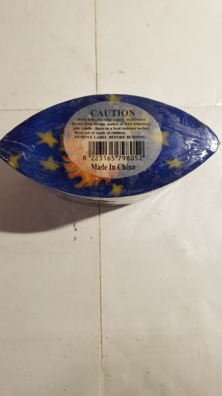 Vintage Art Eye Shaped Starry Night Moon and Sun Hippy Candle