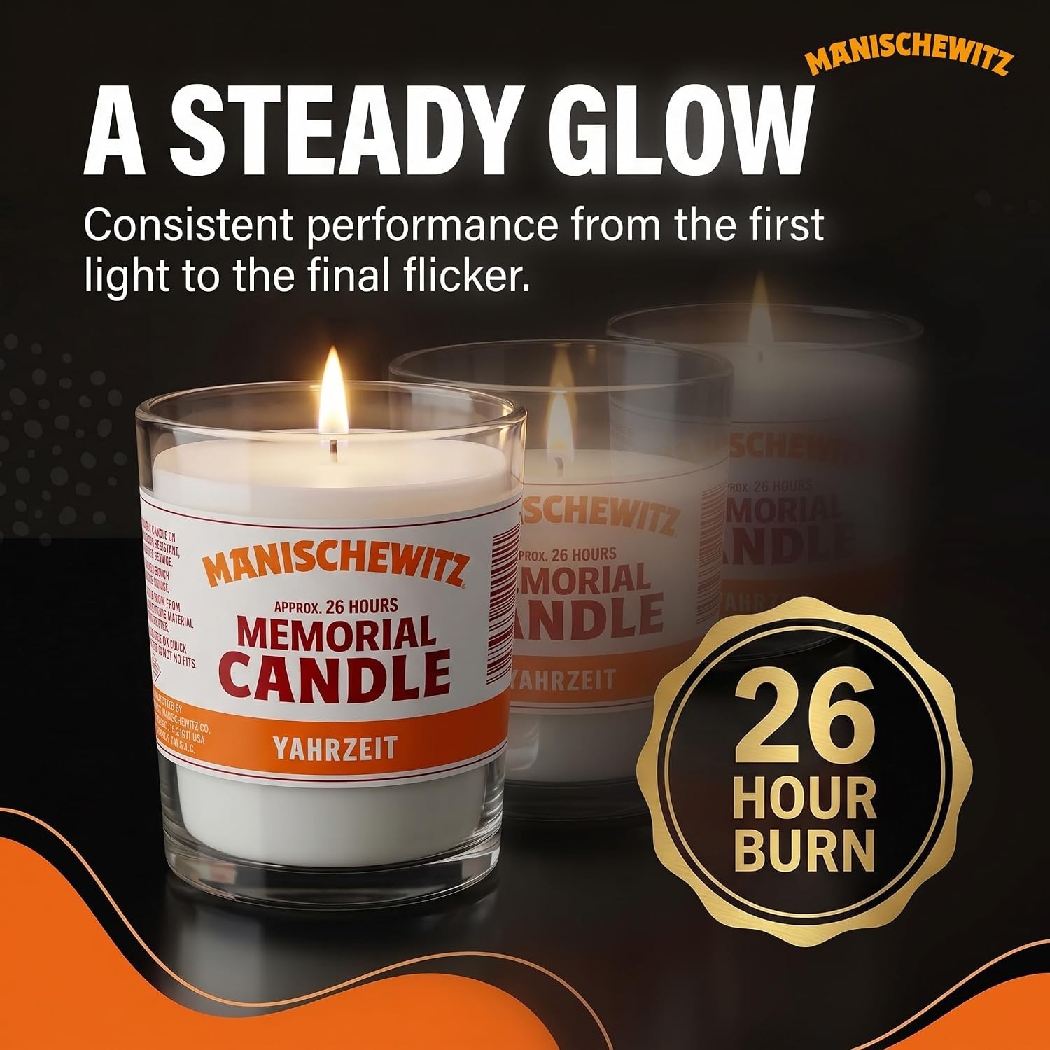 Elegant White Yahrzeit Candles in Glass Tumbler – 26 Hour Burn Time, 4 Pack
