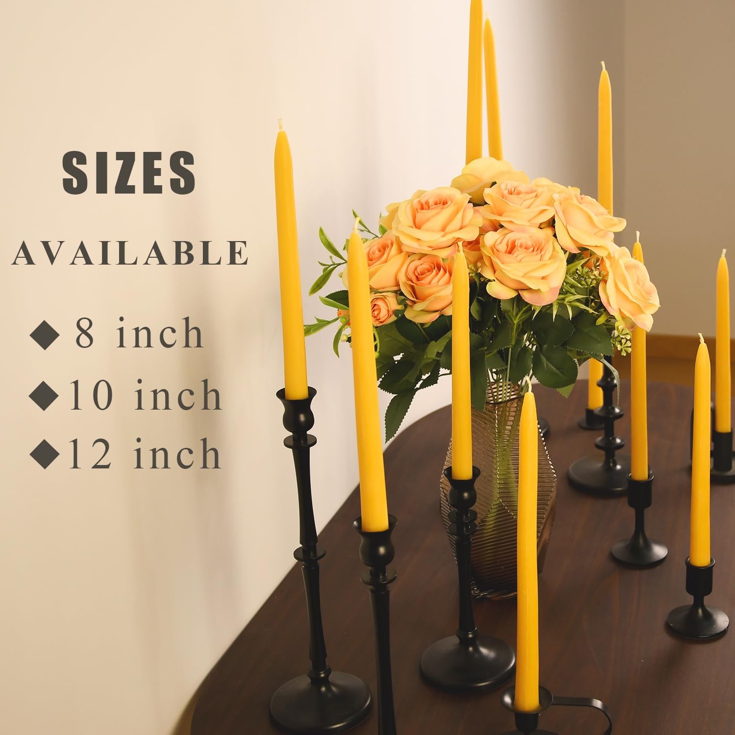 24 Pack Beeswax Taper Candles in Bulk 8 inch Tall – All Natural, 100 Pure Uns…