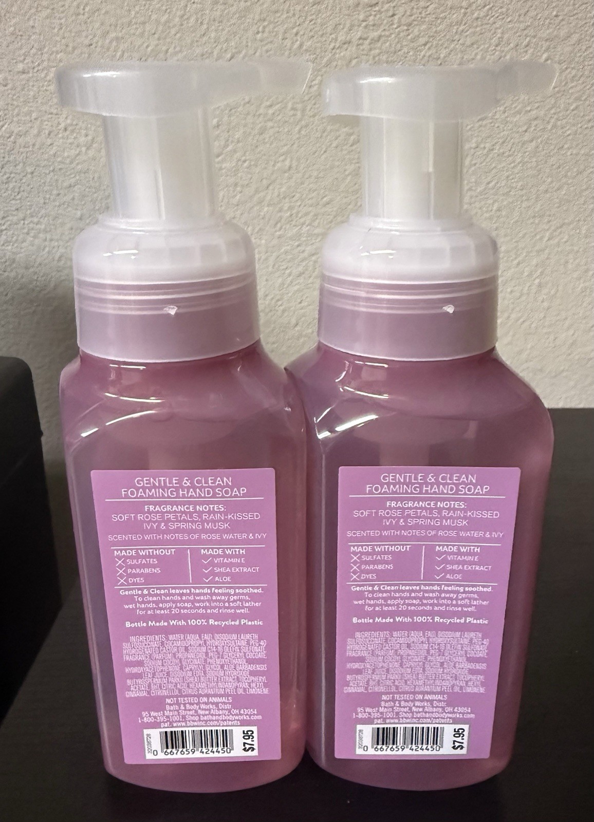 New Bath & Body Works White Barn Rose Water & Ivy 3 Wick Candle & Hand Soap Lot