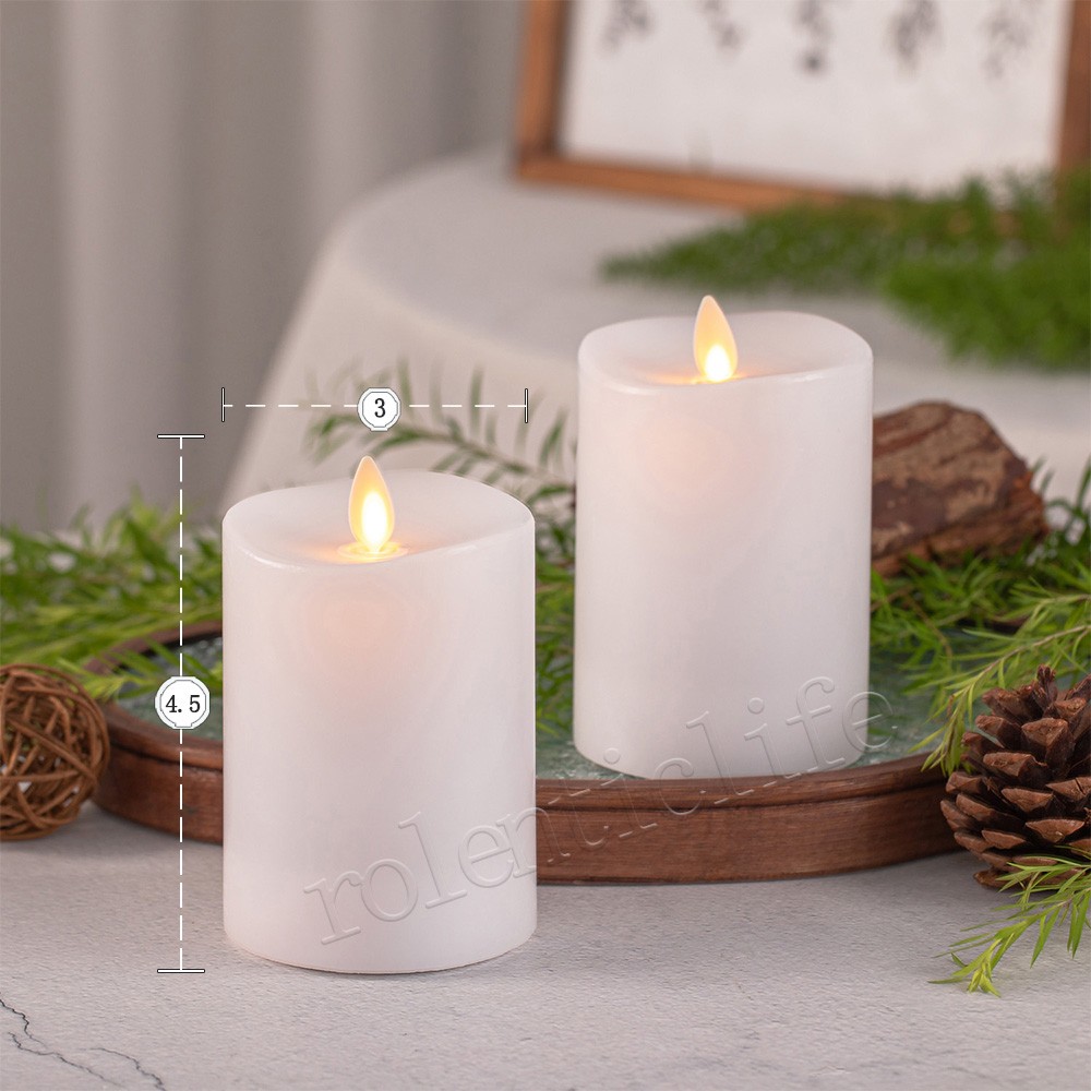 Luminara Flameless Pillar Wax Battery Operated Candles with Remote Set of 3