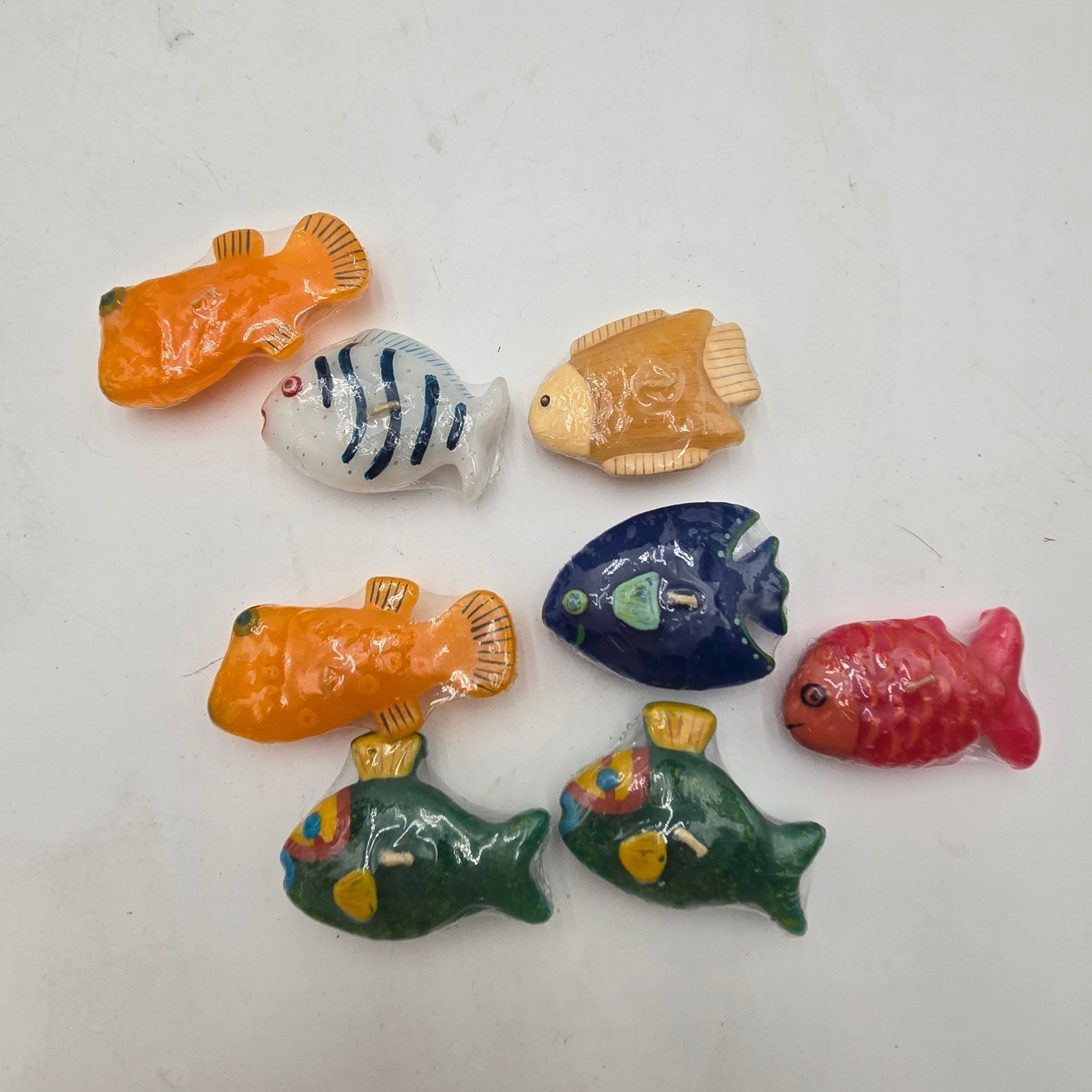 Set of 8 Tropical Fish Floating Candles Colorful Aquatic Party Sealife Bathroom