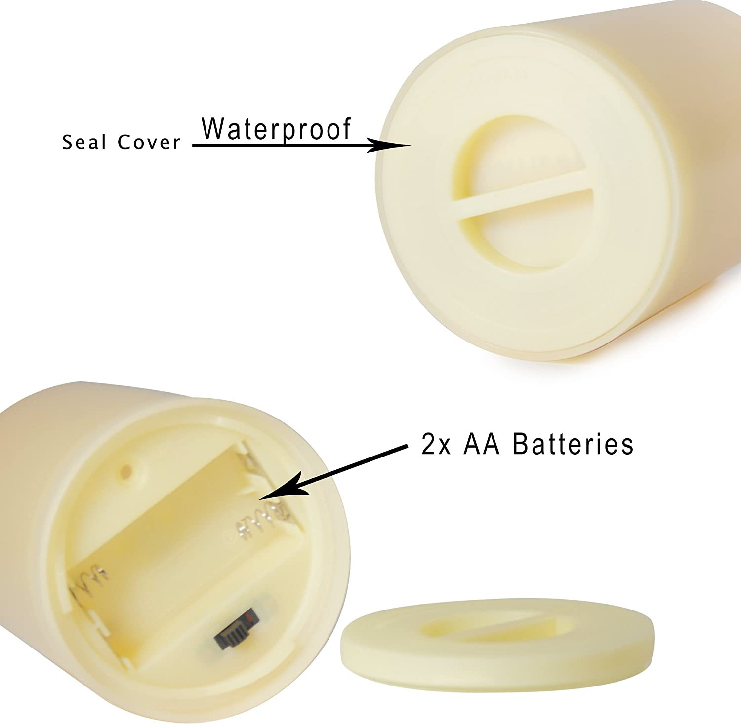 Waterproof Outdoor Battery Operated Flameless Candles with Timer Realistic Flick