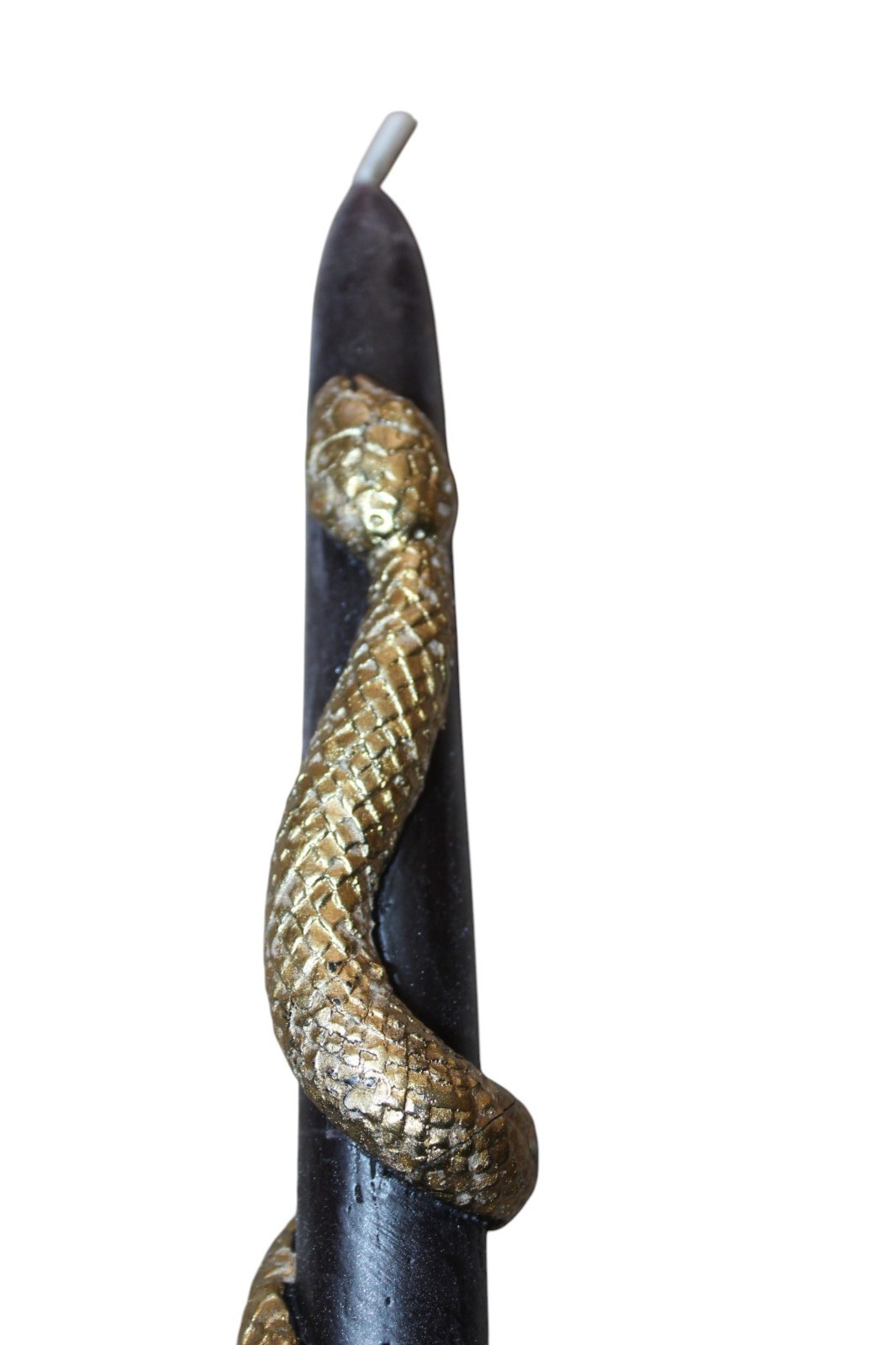 Anthropologie Halloween Snake Taper Candles Set Of 2 Black & Gold 9.8″ NIB