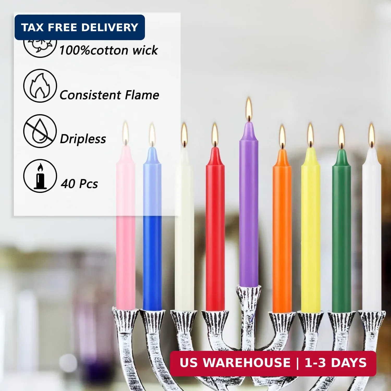 40 Pack Assorted Color Spell Chime Candles, 4 Inch Mini Taper Candles for Home D