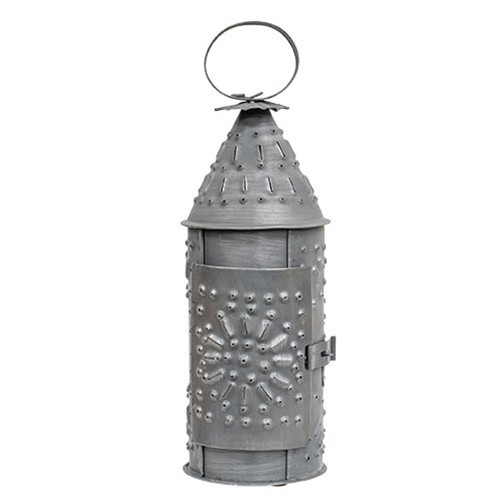 10″ Mini Primitive Antiqued Punched Tin Revere Candle Lantern ~ Home Decor
