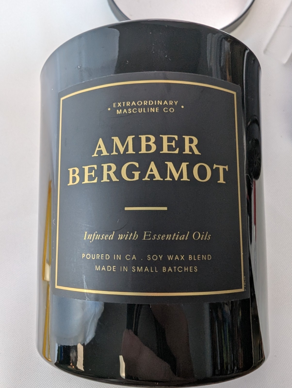 Leoben Amber Bergamot 9 Oz Soy Wax Blend Candle Unused Open Box w/ Lid