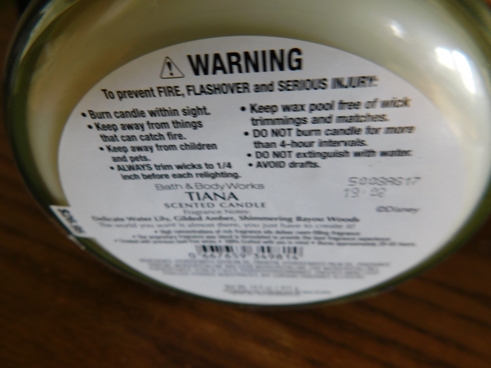 Bath & Body Works TIANA DISNEY PRINCESS 3-Wick Scented Candle 14.5 Oz New!