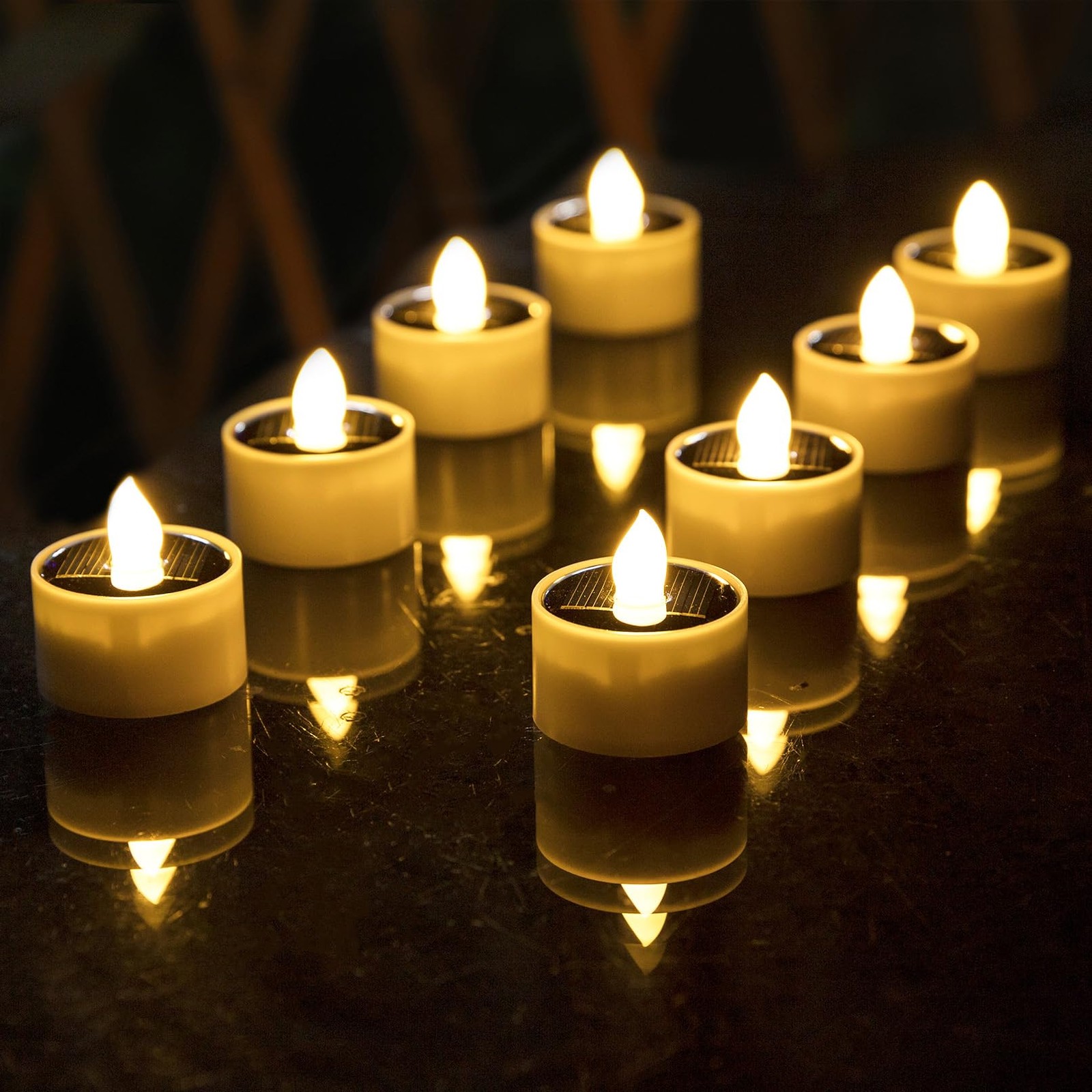 Solar Tea Lights Outdoor Waterproof, 8pcs Rechargeable Dusk to Dawn Little So…