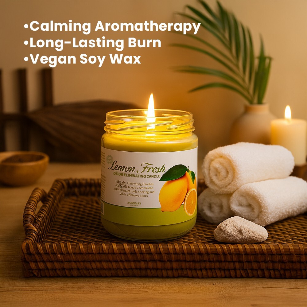 FPN Smoke Odor Eliminating Candles 12 Oz 100% Natural Soy Wax Candle Pack of 2