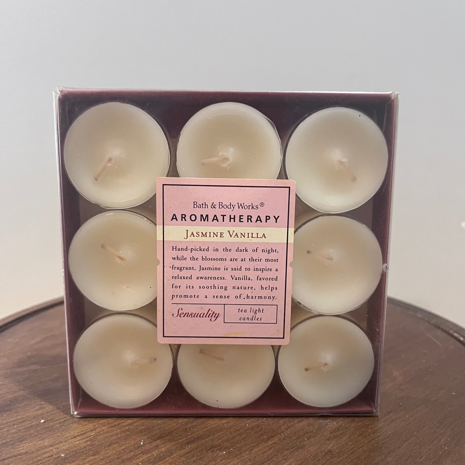 Vtg Bath & Body Works Aromatherapy Jasmine Vanilla Tea Light Candles 9ct Sealed