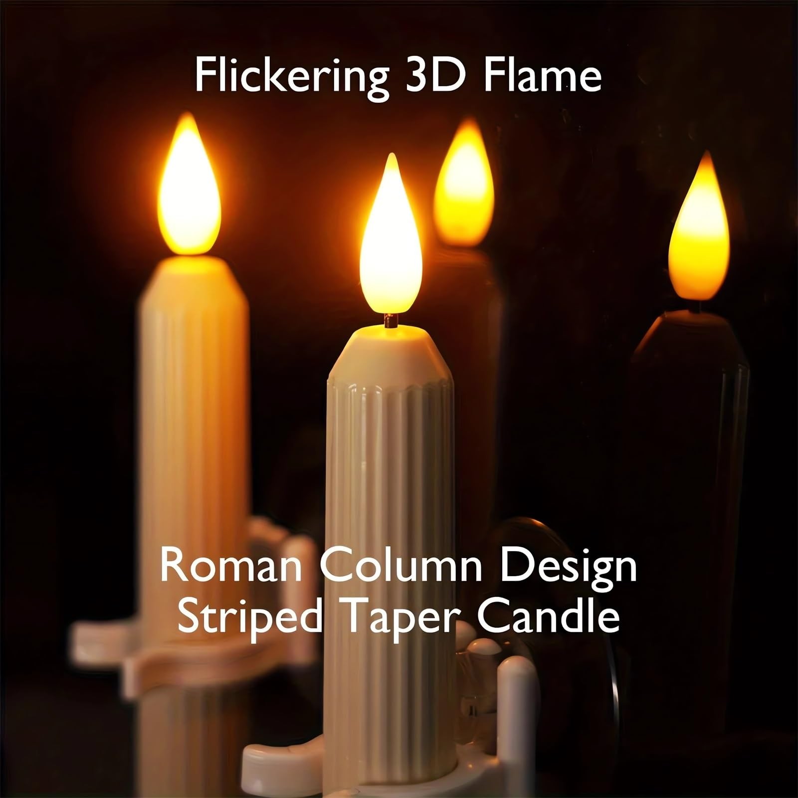 6 PCS Cordless Window Flameless LED Taper Candles Dusk To Dawn Timer Suctions
