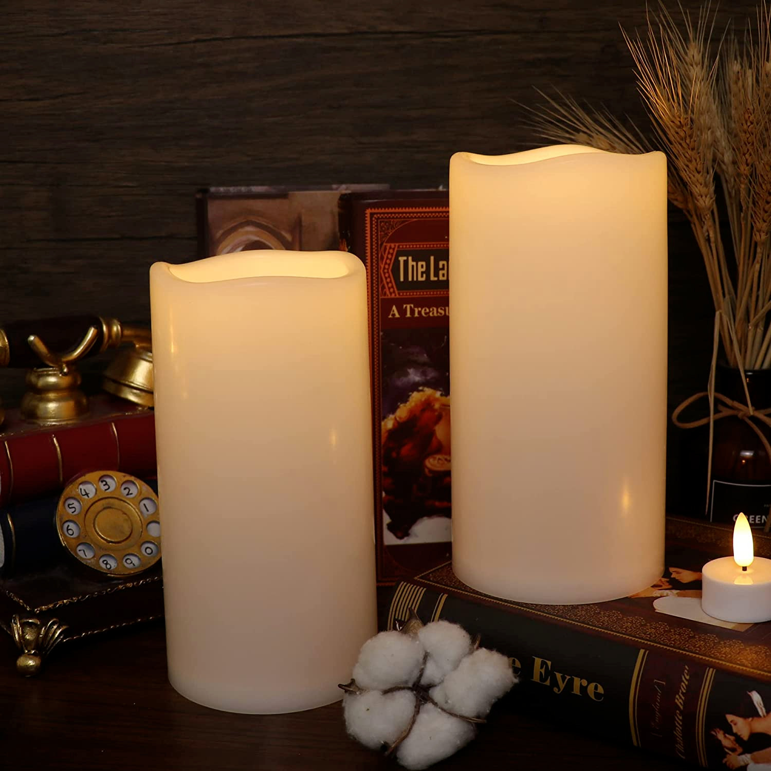 Large Waterproof Outdoor Flameless Candles Battery Operated with Remote Timer